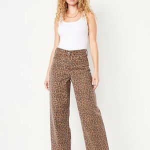 Old Navy Brown Leopard Wide-Leg Jeans